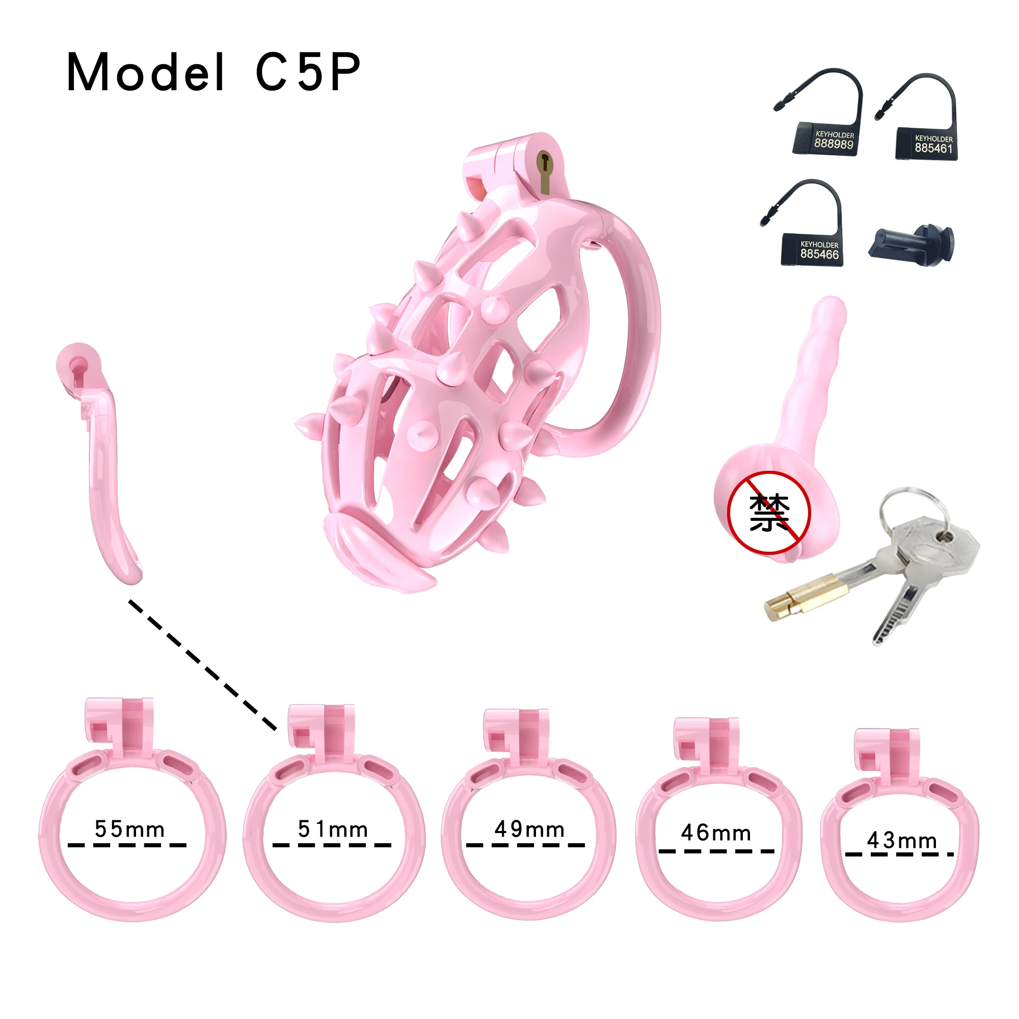 Bdsm Pink Chastity Cage With Pink Spikes Erotic Chastity Cage정조대Sissy Male Cock Cage Penis Wear Alternative Stimulation Sex Toys