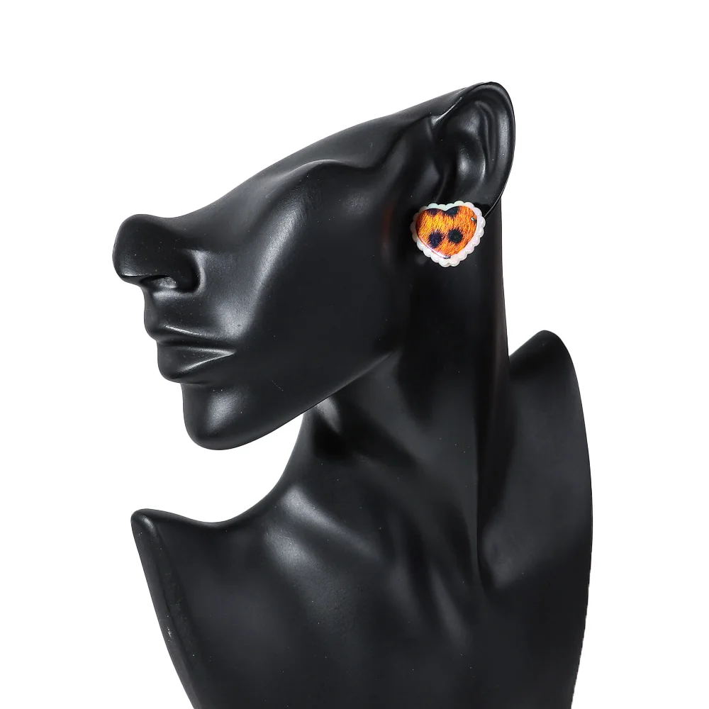 3 pasang/Set anting kancing akrilik hati macan tutul untuk wanita baru warna metalik kecil cinta persik anting perhiasan hadiah Hari Valentine