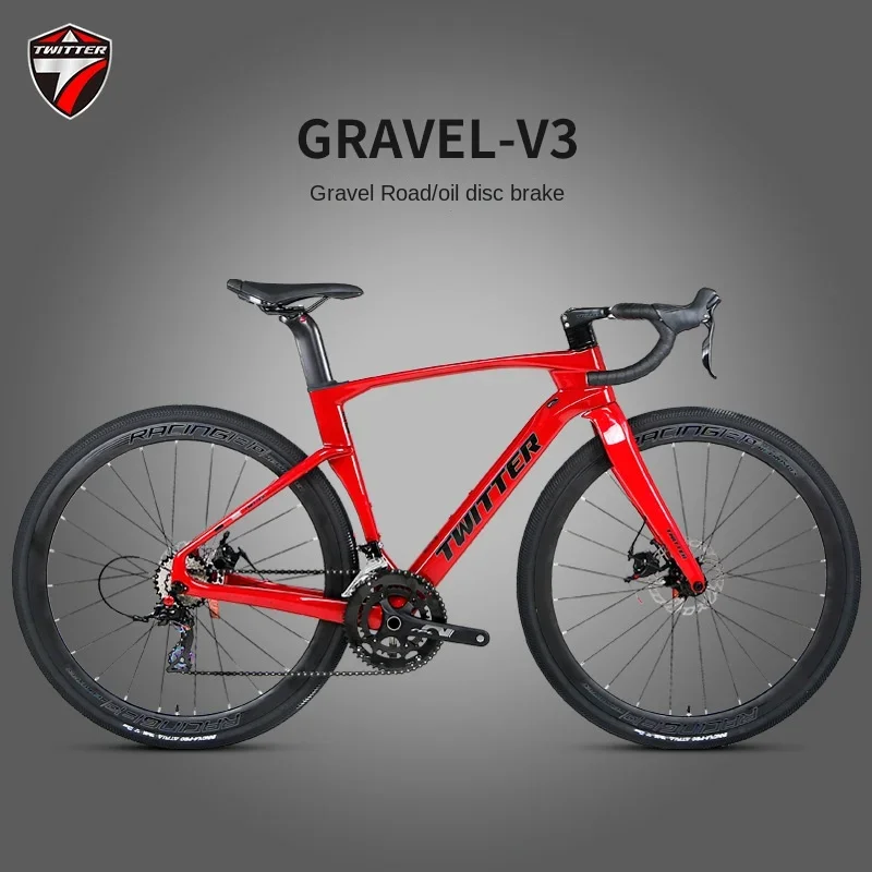 GRAVEL-V3 carbon fiber off-road road bike bicycle disc brake barrel shaft 24 variable speed oil disc brake full internal wiring