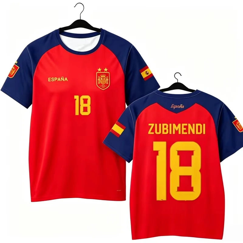 2026 Spanien-Themen-Fußballtrikot 3D-Druck Polyester Schnelltrocknend Kurzarm Unisex Bestseller Freizeitartikel T-Shirt – Detail 2