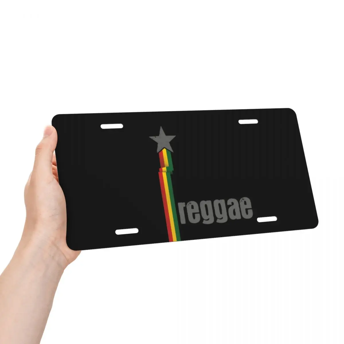 Rasta Colors Reggae With Star License Plate Novelty Jamaican Pride Car License Plate Aluminum Metal Sign Vanity Tag 6 X 12 Inch