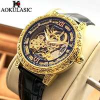 AOKULASIC Top Brand Men Mechanical Wristwatch Fashion Luxury Automatic Skeleton Luminous Watch Male New Waterproof Sport Clock