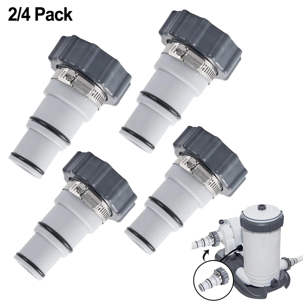 

2/4 Set Hose Adapters Threaded To Clamp Style For Intex Pool Chlorine Generators And Salt Systems 1.5 And 1.25-Inch Hoses