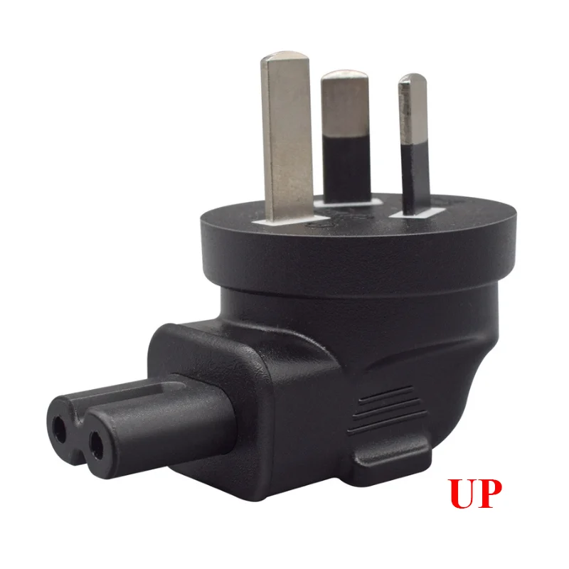 Black Up Down Elbow CN AU 3 Prong to C7 Power Adapter Plug Australia New Zealand China Male to Figure 8 Female Receptacle