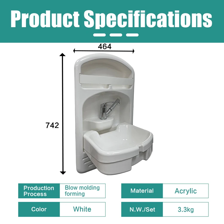 e Foldable Plastic Acrylic RV Bathroom Basin Sink for Travel Trailer Camper Caravan Van Motorhome