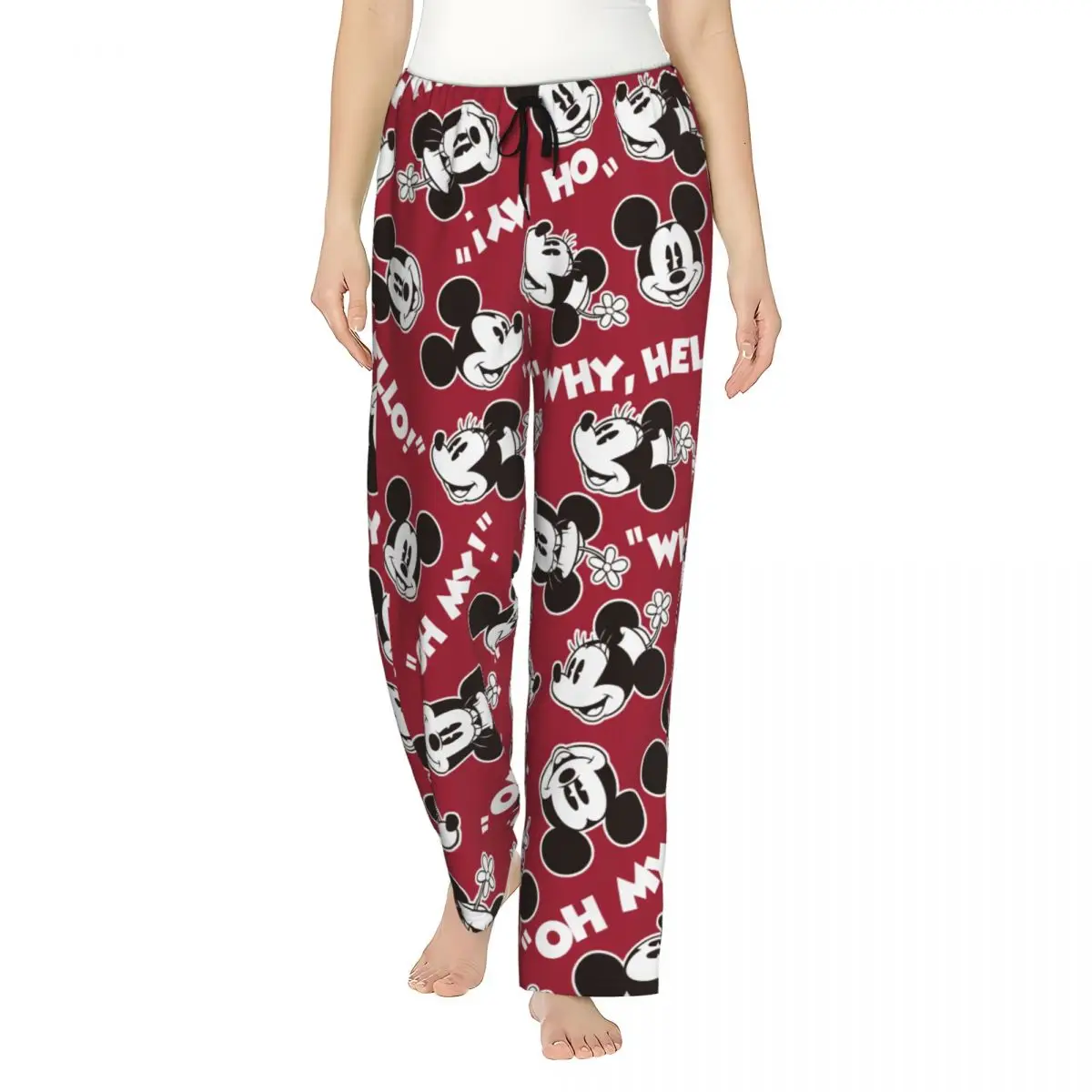

Women's Cartoon Animation Mickey Mouse Minnie Pajama Pants Custom Printed Sleep Sleepwear Bottoms with Pockets