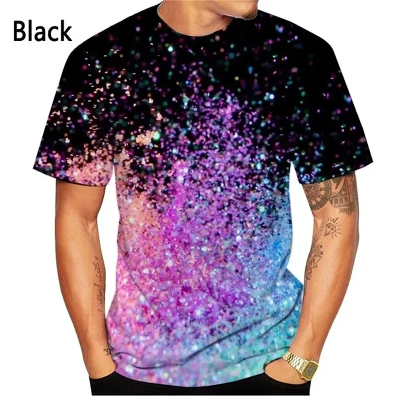 

Fashion Sequin Graphics T-shirt Summer Trend Short Sleeve Catch Eyes 3D Printed T Shirt Mens Colorful Streetwear Oversized Tees