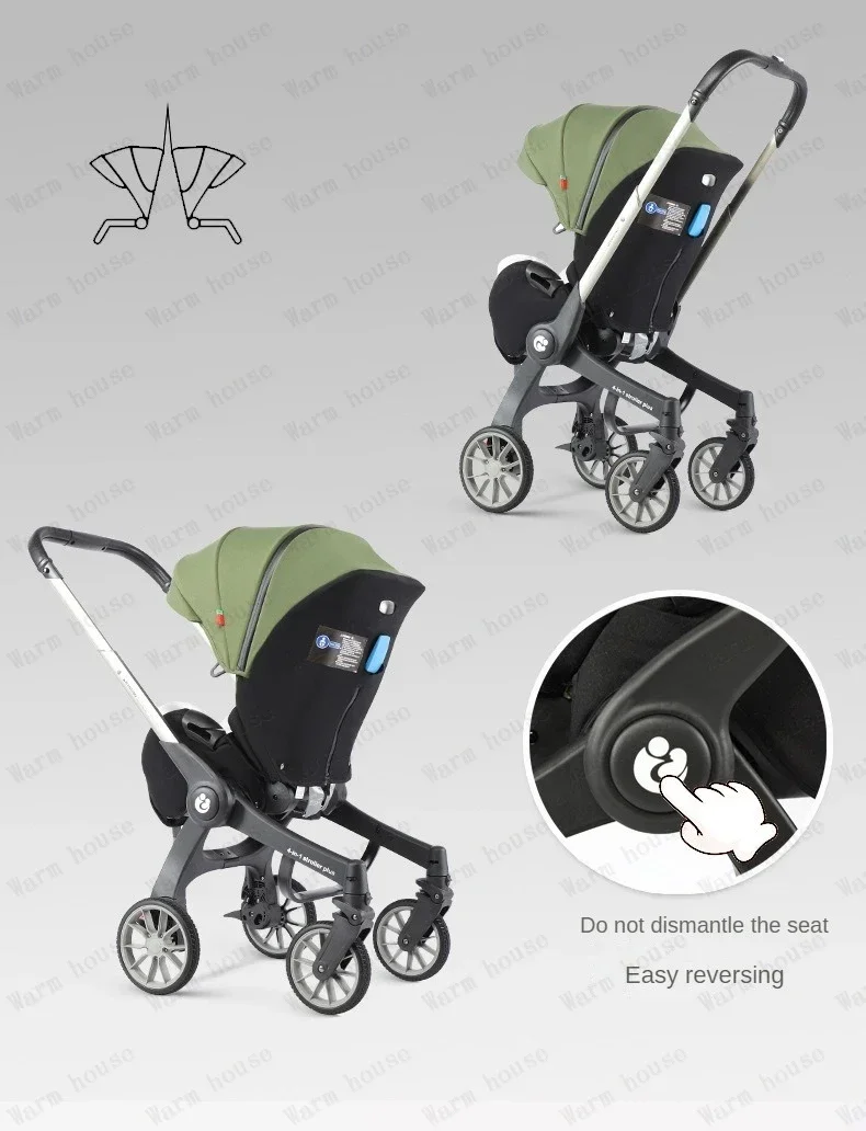 Kinderwagen 4 in1 multifunktion aler Neugeborenen Kinderwagen 3 in1 faltbarer Korb Typ leichter Kinderwagen – Detail 10