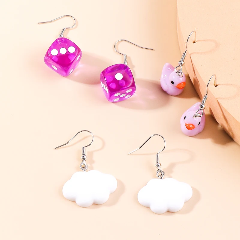 Aihua Niedliche Cartoon-Würfel-Ente-Wolken-Ohrringe-Set für Frauen und Mädchen, schöne Tier-Ohrringe, trendiger Geburtstagsschmuck, Geschenke – Detail 7