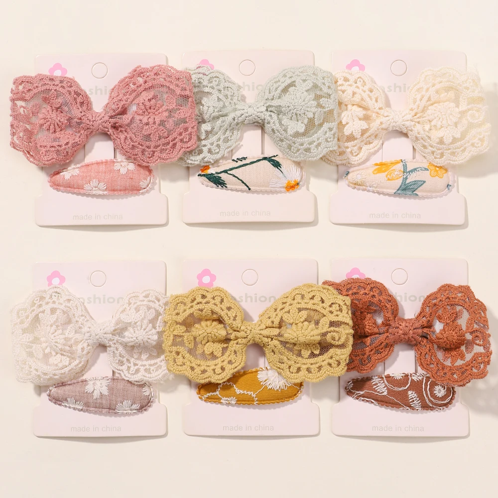 2Pcs/Set Flower Baby Print Hair Clips Bows for Cute Girls Children Handmade Hairpin Barrettes Headwear Kids Hair Accessories