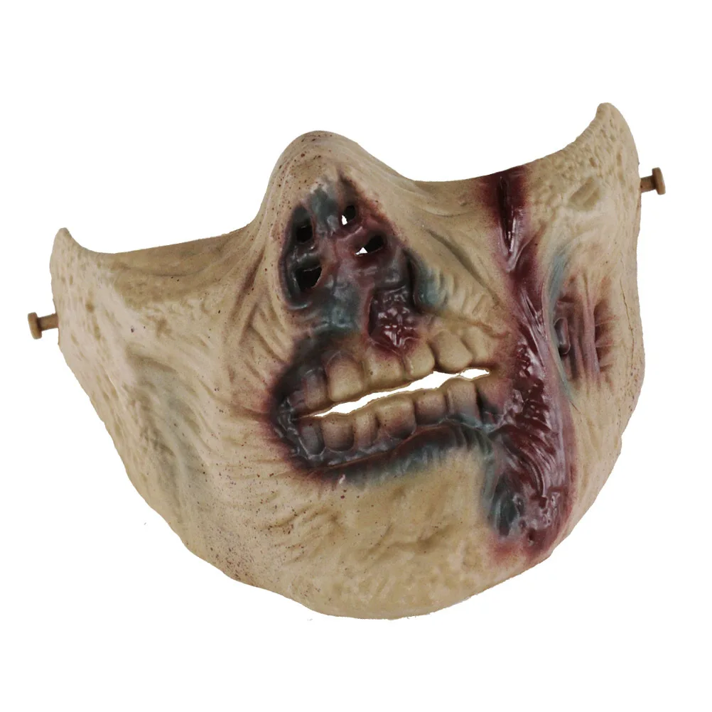 Máscara de media cara de zombis, máscara protectora de calavera para fiesta de Halloween, Cosplay, mascarada, Carnaval, deportes al aire libre