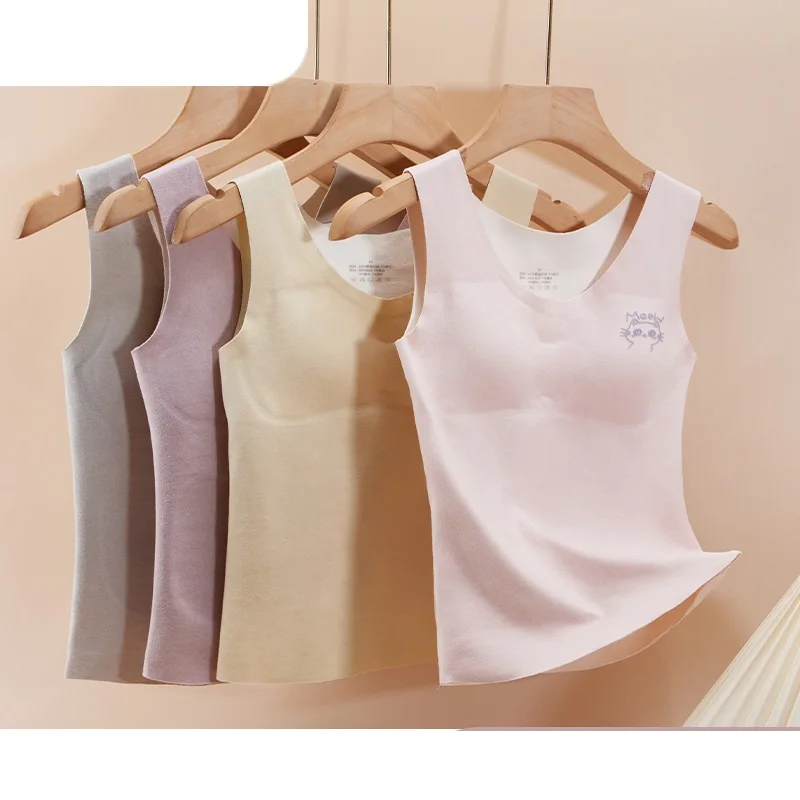 

Детская майка для девочек с подушечками на груди, теплая одежда для девочек, бархатное самонагревающееся термобелье без маркировки, развивающее