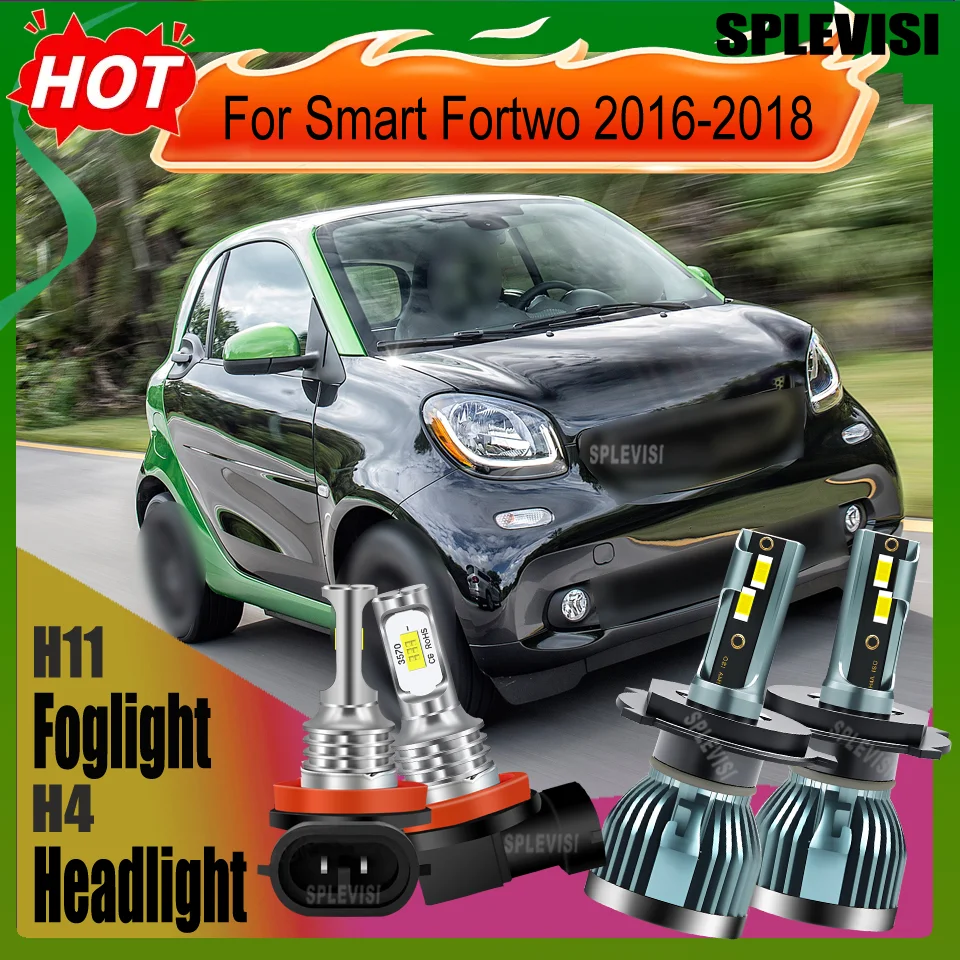 

LED Headlight Foglight H4/ H11 Waterproof and Dustproof High Intensity Lighting Plug and Play For Smart Fortwo 2016 2017 2018