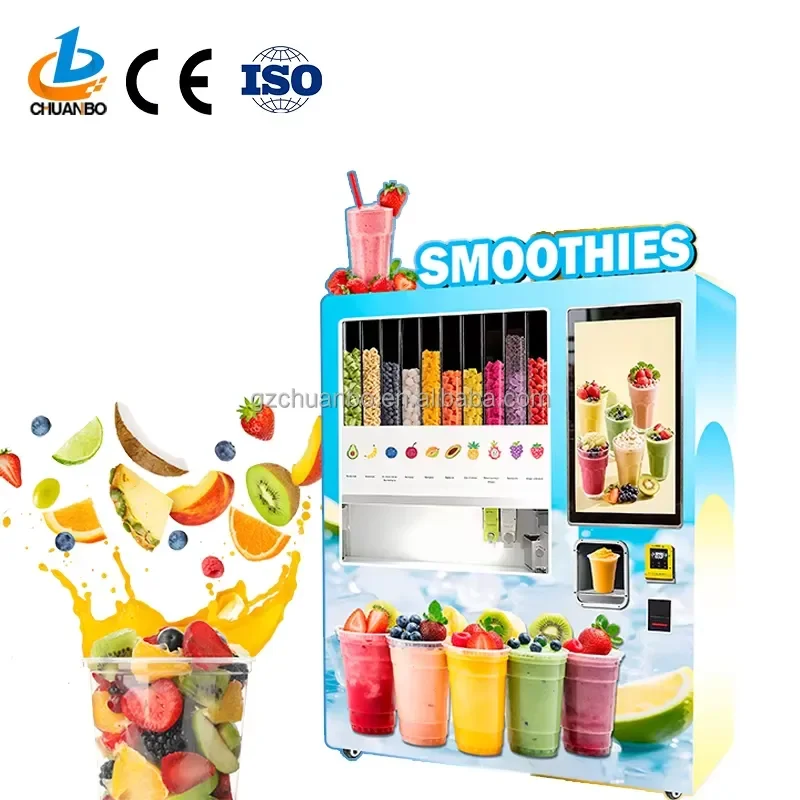 2026Hot Full Automatic Commercial Healthy Fruit Smoothie Vending Machine with SDK POS Integration Custom Graphics-Metal