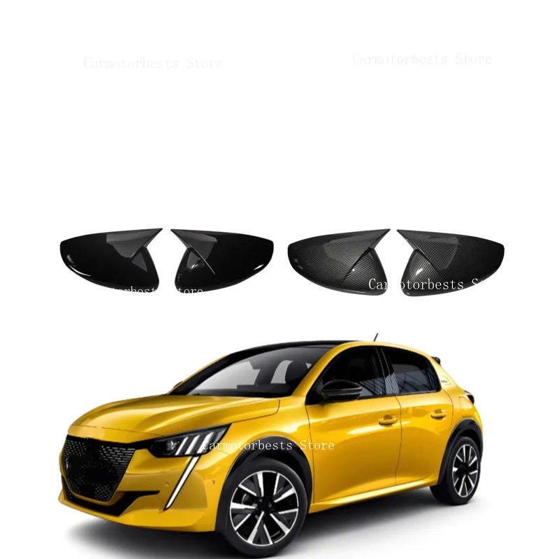 Car  Rearview Side Mirror Cover Fit For Peugeot 208 2008 2019-2025 Wing Cap Rear View Case Trim Carbon Fiber