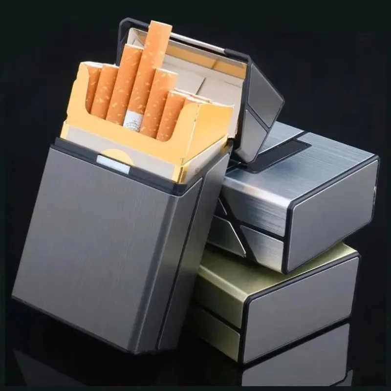 Tragbare 20er Aluminium-Zigarettenetui für Regular- und King-Size-Zigaretten, Kunststoff-Zigarren- und Tabakbehälter, Aufbewahrungsbox, Raucherzubehör