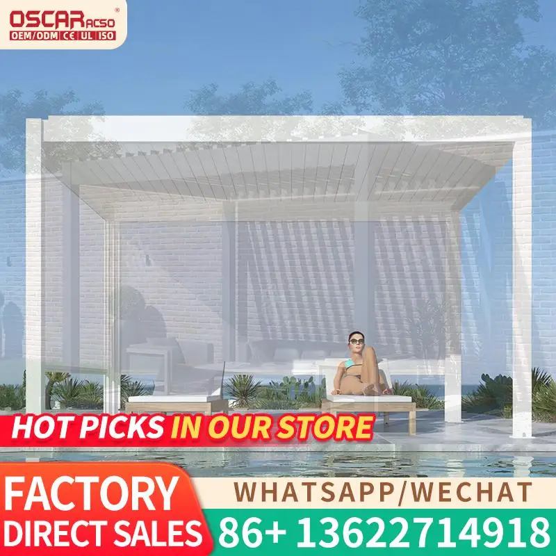 

Custom Aluminium Manual Louvre Roof Remote Control Gazebo for Outdoor Bioclimatic Gardens Pergola