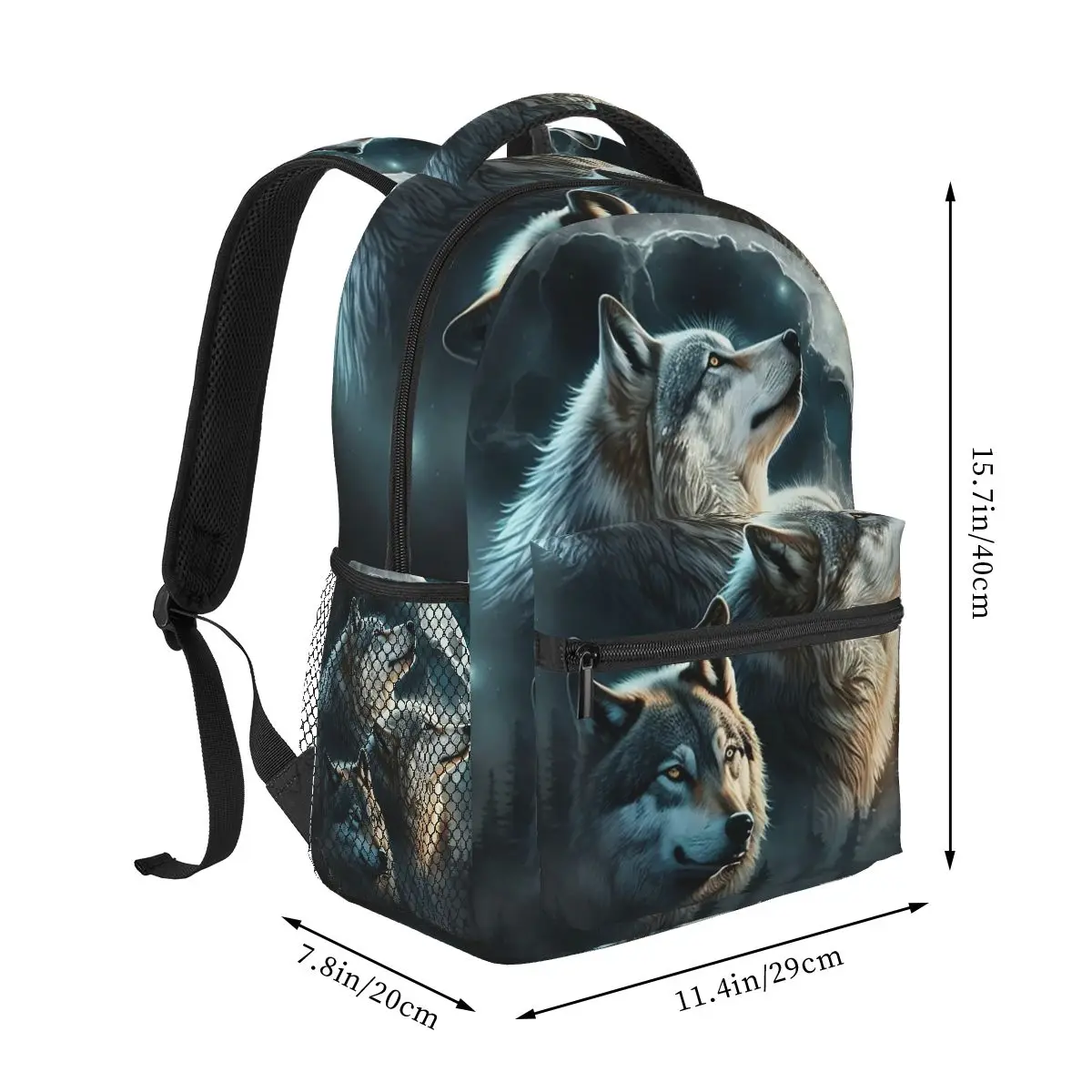 Dark Night Wolves Howling At Moon Backpack Student Boys Girls BookBag Kids School Bag Computer Shoulder Bags for Men Women