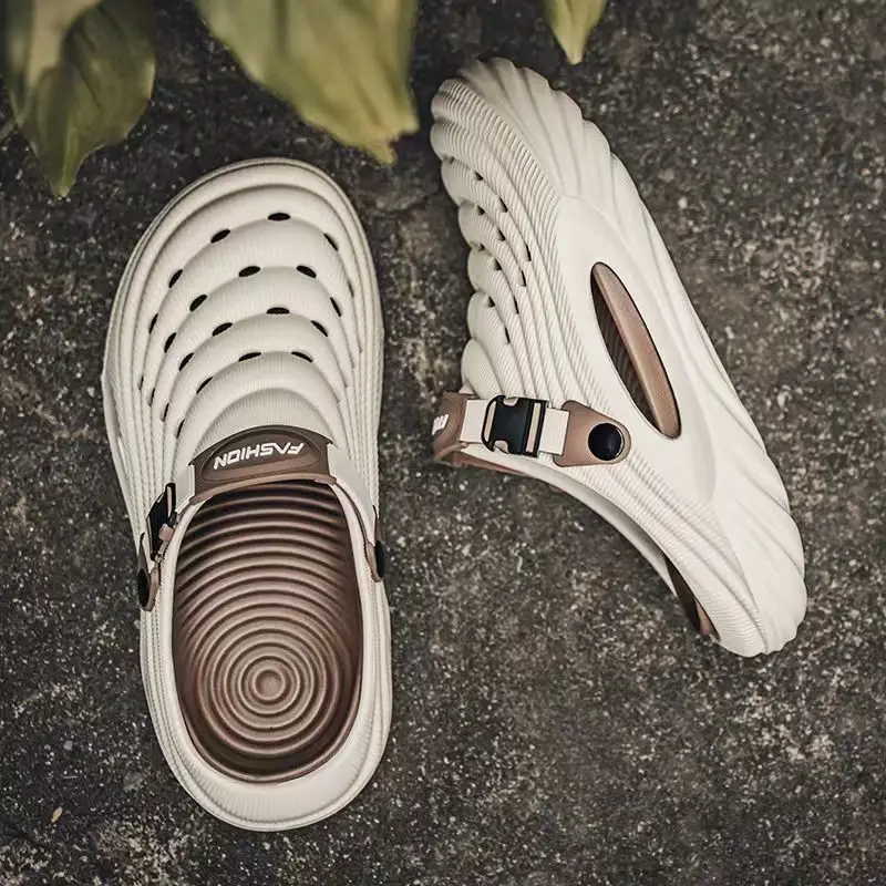 

Летние модные мужские тапочки из ЭВА, легкие шлепанцы на мягкой подошве, уличная пляжная повседневная прочная обувь, двусторонние сандалии, тапочки