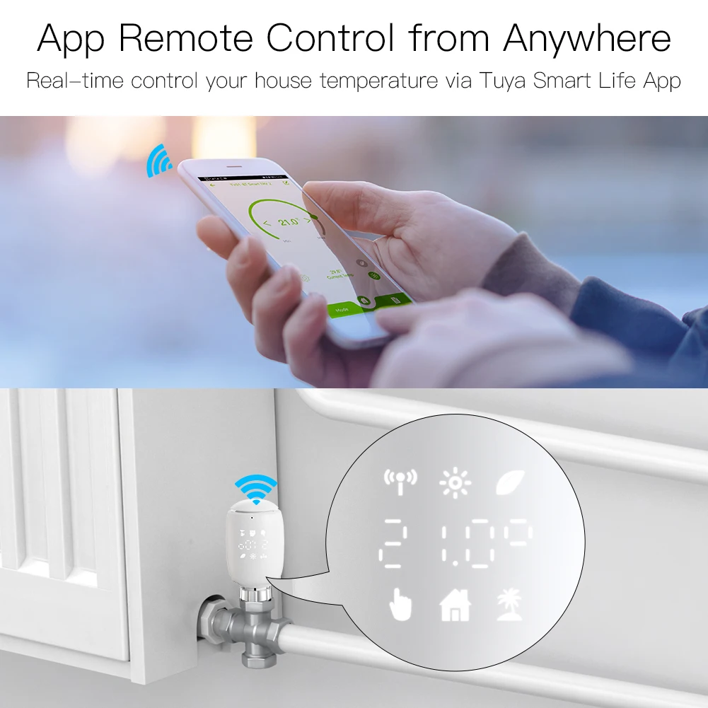 Tuya ZigBee3.0 TRV Smart Radiator Actuator Programmable Thermostat Valve Temperature Controller 2MQTT Alexa Google Voive