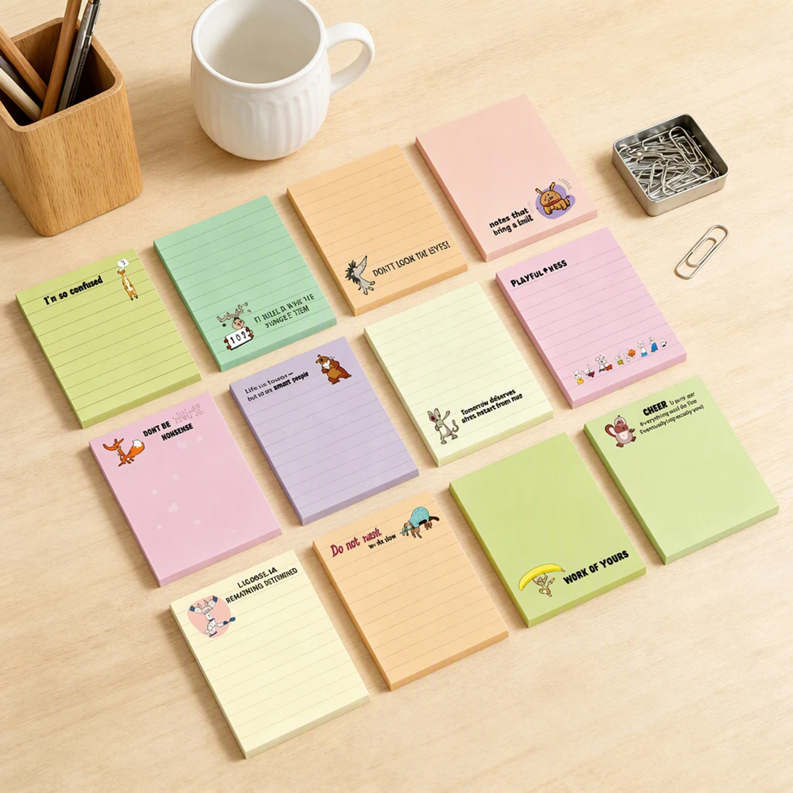 Novelty Humorous Sticky Notes 12 Pack Funny Portable Memo Pads Office Coworker Notepad Gift Smooth Paper 4x3