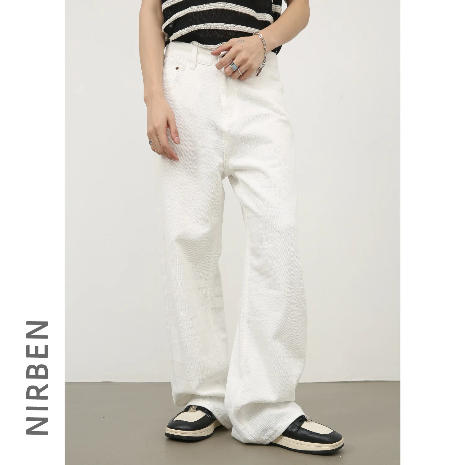 Denim Straight Casual Jeans Men's Solid Color Loose Drape Versatile Trousers