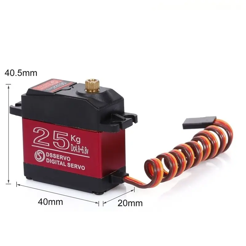 25KG High Torque Digital Servo Full Metal Gear Waterproof Anti-Burn All-Purpose for RC Car Boat Climbing Robot Arm