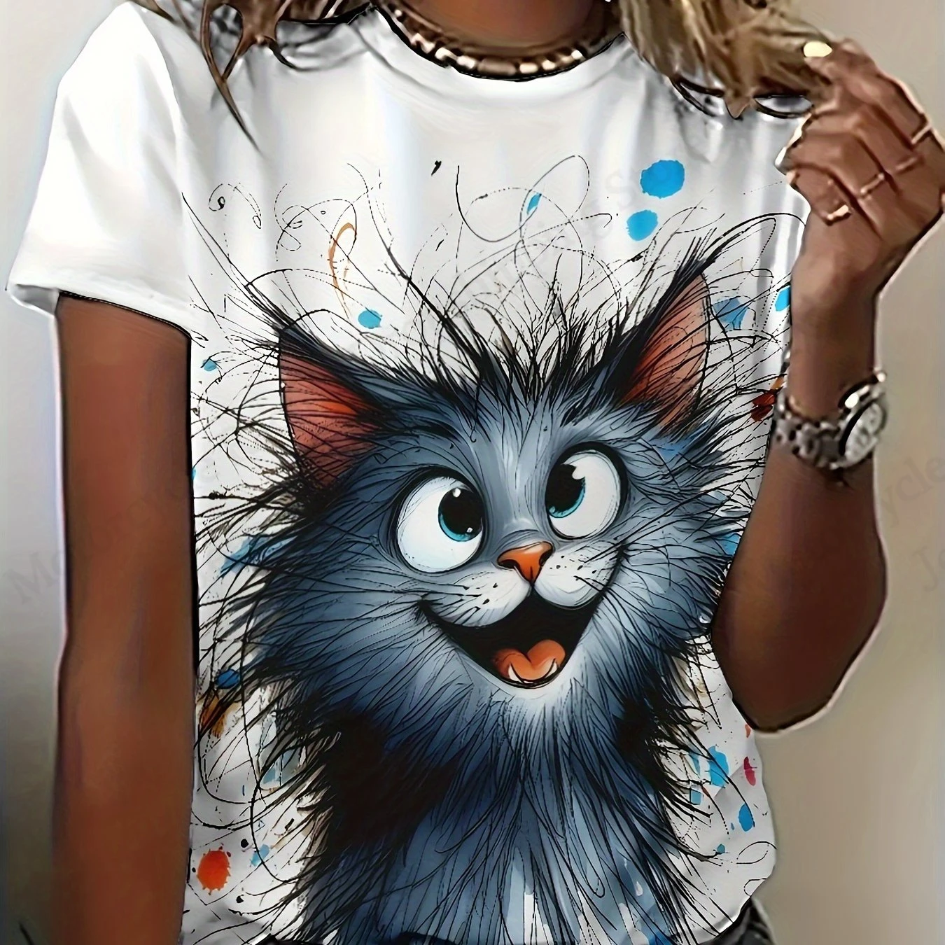 

New Women's Plus Size 3D Cute Cat 3d Print Tshirt Women Fashion Casual Crew Neck Short Sleeve T Shirt Female Tops Tees Cartoon