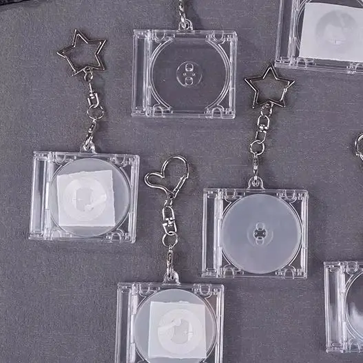 Mini álbum en blanco, funda para CD, llavero para reproductor de CD, llavero conmemorativo periférico para álbum, colgante para mochila DIY