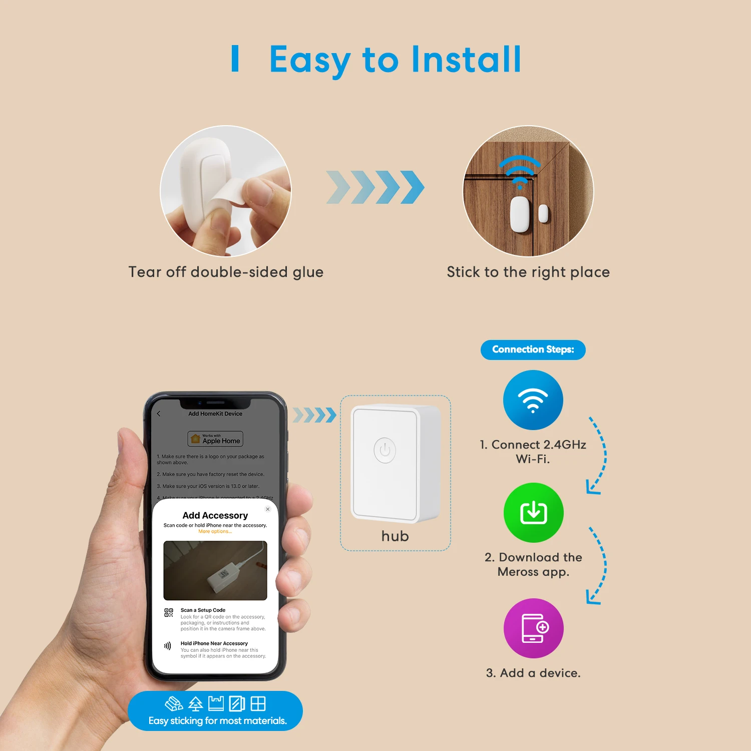 Meross HomeKit WiFi Smart Door Sensor Window Open Closed Detector Smart Home Security Protection Alarm Google Alexa SmartThings