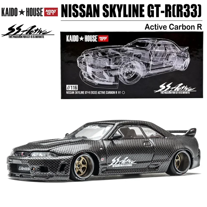 

KAIDO HOUSExMINIGT Scale 1/64 NISSAN SKYLINE GT-R(R33) Active Carbon R Alloy Toy Motor Vehicle Diecast Metal Model Gifts