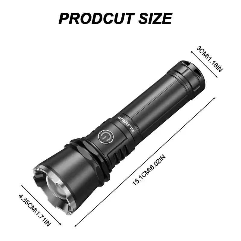 Klarus A3 Bright High output 2200LM Zoomable Flashlight 2460 Feet Long Throw Adjustable Focus Floodlight Spotlight