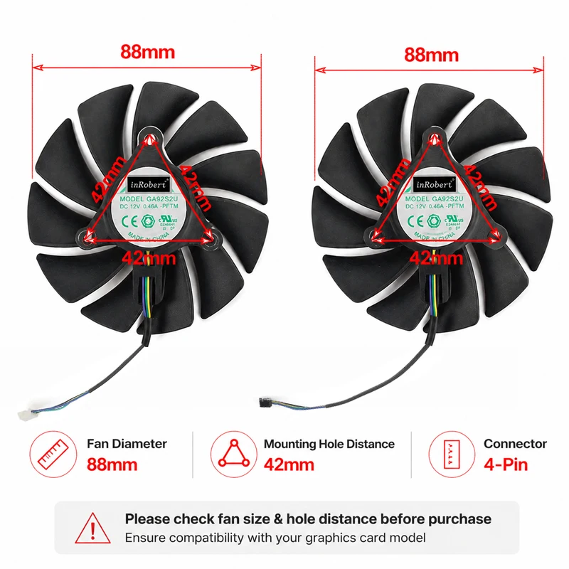 88mm Video Card Fan GA92S2U RTX3060Ti RTX3060 Ti GPU Fans For Zotac Gaming RTX 3060 Twin Edge Graphics Card Cooling Fan Repair