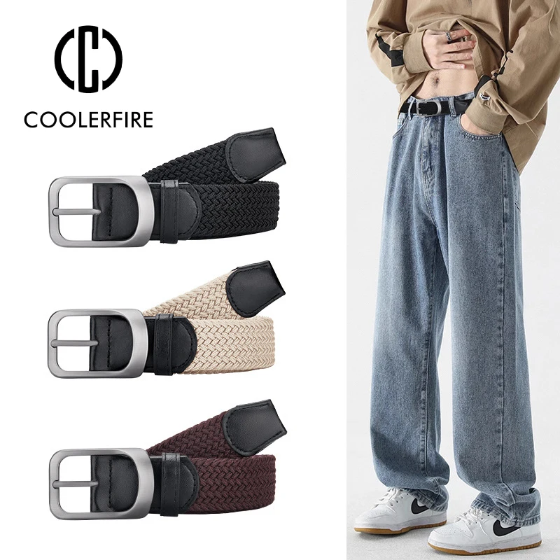 

Men's Elastic Belt Men's Fabric Belt Designer Fashion Webbing Male Belts for Jeans Black Brown Male Waistband Belt Strap BF46