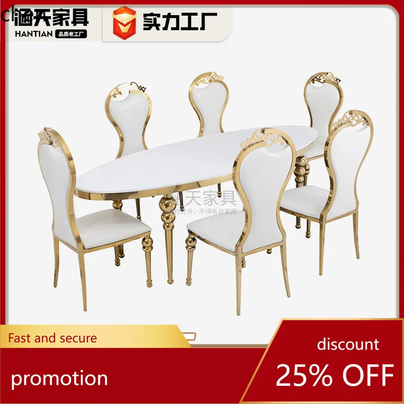 

HTT Stainless Steel with MDF Board Desktop Oval 120*240CM Suitable for Wedding Venues and More