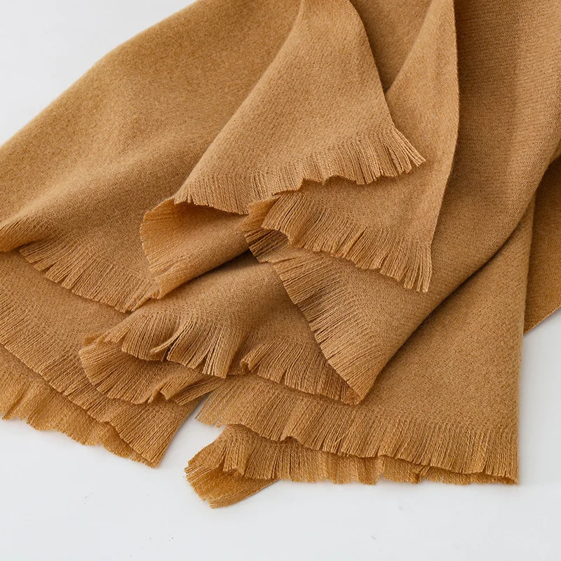 High Quality Solid Scarf Couple Woolen Fleece Wrap Unisex Classic Simple Tassel Female Male Shawl Warm Elegant Woman Men Muffler