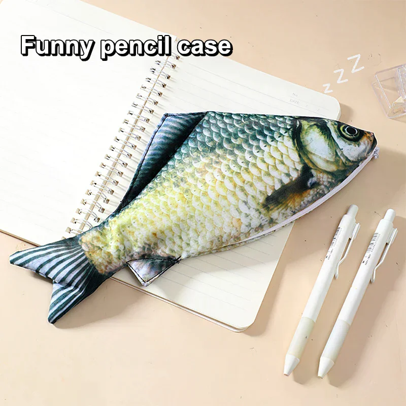 Case Large Capacity Pencils Pouch Cute Pencil Bag Funny Back To School Acsesories Gift Creative Simulated Salted Fish Pencil - view 6