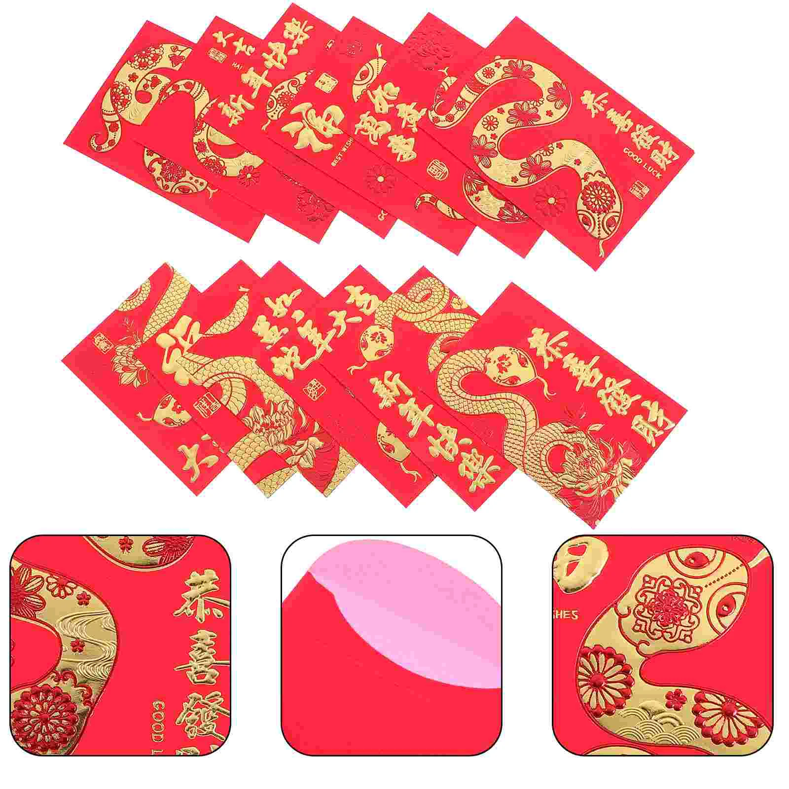 36 Pcs Year of The Snake Red Envelope Chinese Hongbao Spring Festival Packet Bride