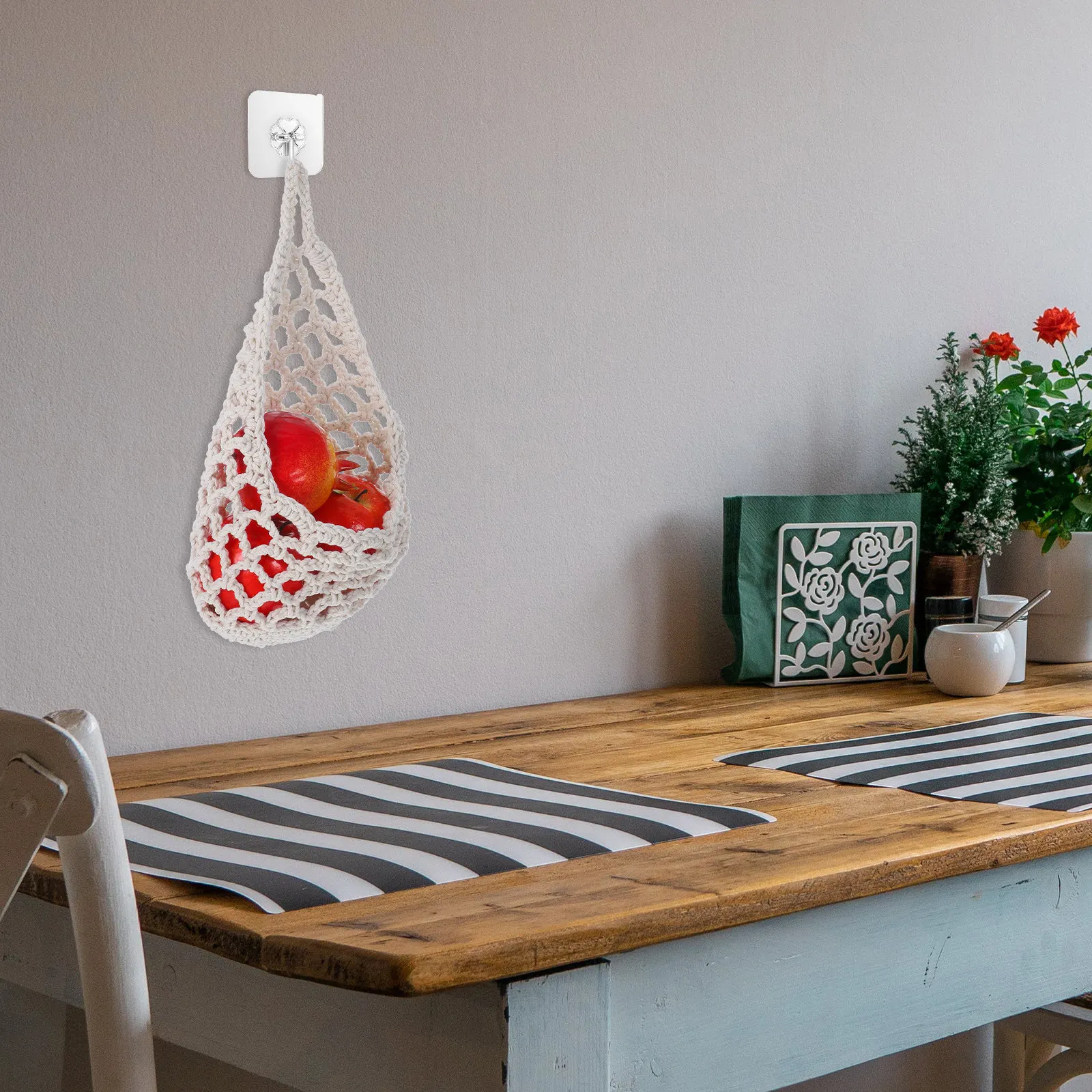 2Pcs Boho Macrame Hanging Planter Cotton Rope Flower Pot Holder Indoor Outdoor Kitchen Living Room Garden Decor