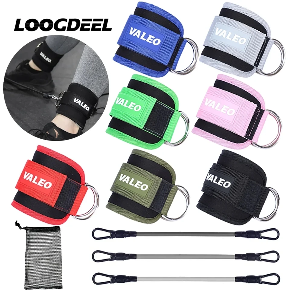 LOOGDEEL-Bandas de resistencia de TPE, correas de tobillo, puños de tobillo, equipo de Yoga, conjunto de Fitness, soporte de anillo en D, extensiones de fuerza de piernas