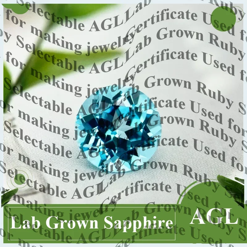 

Round Cut Aquamarine Color Lab Grown Sapphire, Top Quality Loose Gemstone, Certified Inlay Stone for Ring DIY Jewelry Making
