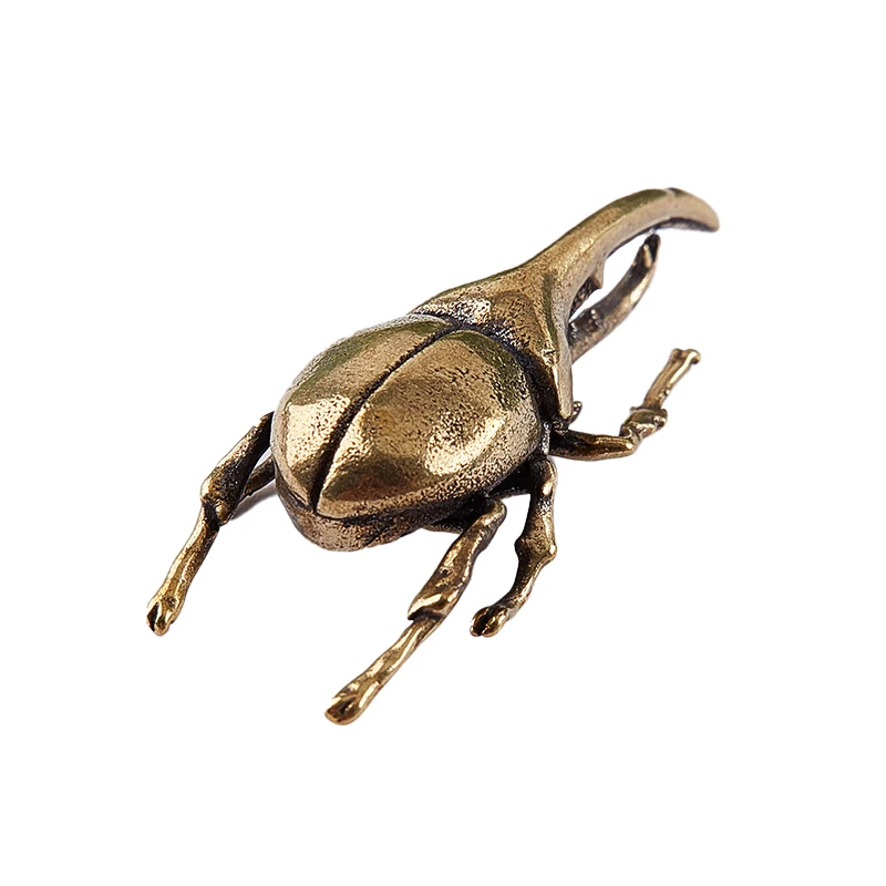 1PC Pure Copper Brass Insect Figurine Miniature Bugs Tea Pet Ornament Copper Beetle Statue 5.3cm*2.1cm