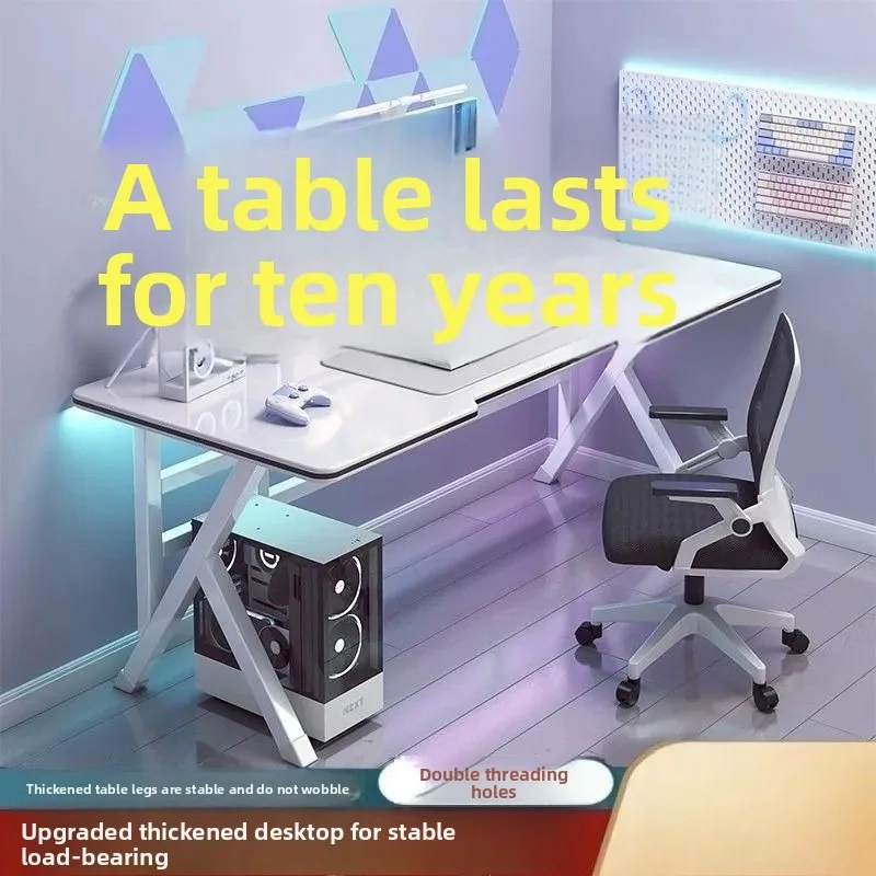 Minimalist Height Adjustable Desktop Gaming Desk for Home Office Bedroom Study - Furniture Rental Option Available