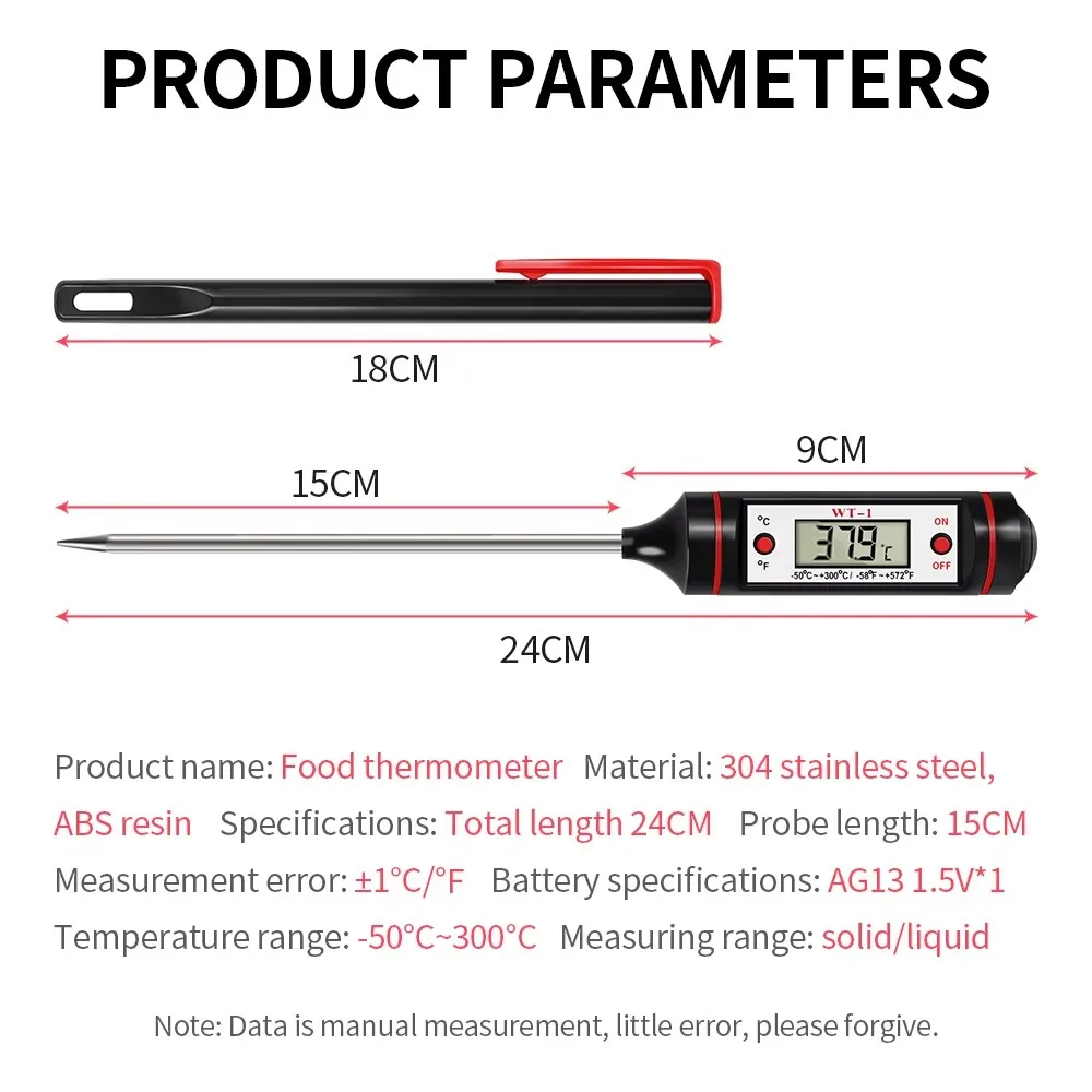 300℃ Digital Food Thermometer For Meat Kitchen Cooking Water Milk Food Probe Temperature Meter BBQ Electronic Oven Tool