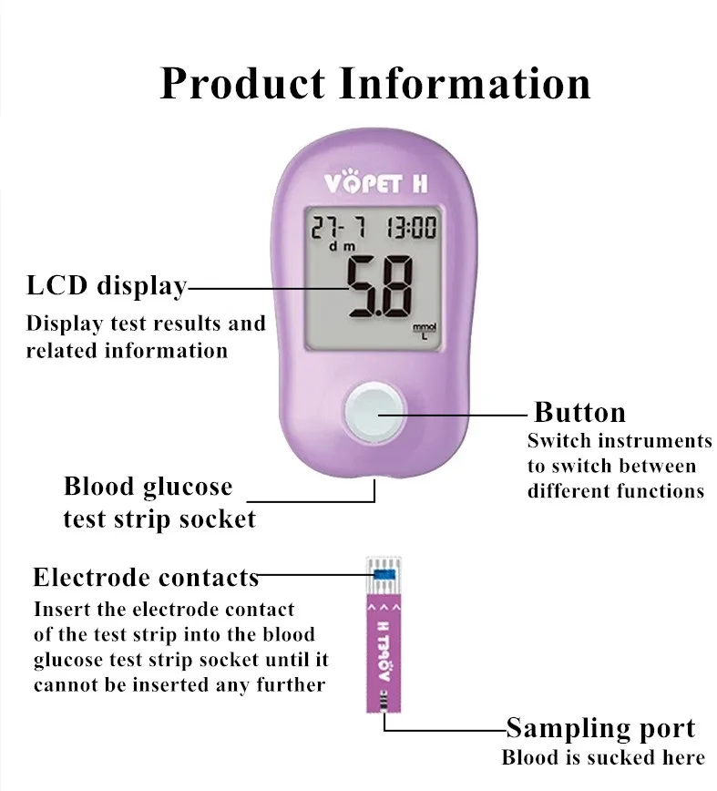 Pet Blood Glucose Meter Blood Glucose Monitoring System For Pet Use Professional Diabetes Management for Pets Accessories Clinic