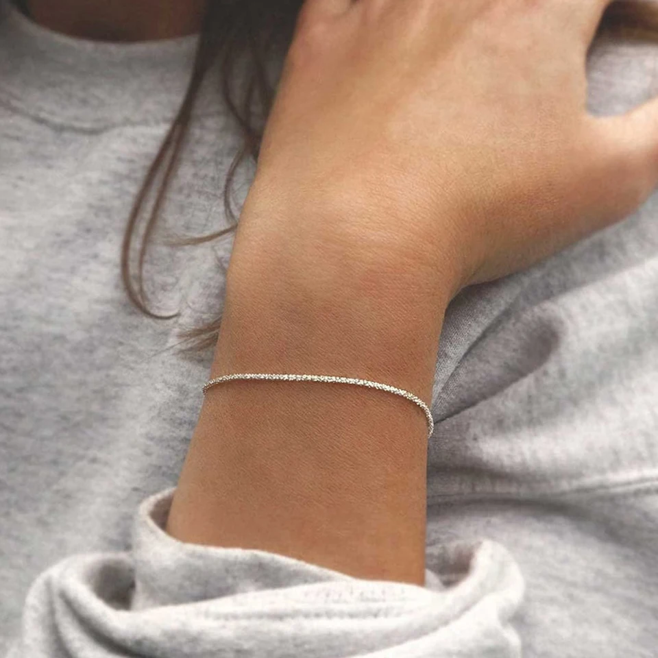 EMANCO Silberfarbene Gedrehte Kette, Funkelnde Seilkette, Verstellbares Armband für Damen, Edle Modeschmuck, Hochzeits- und Partygeschenk – Detail 3