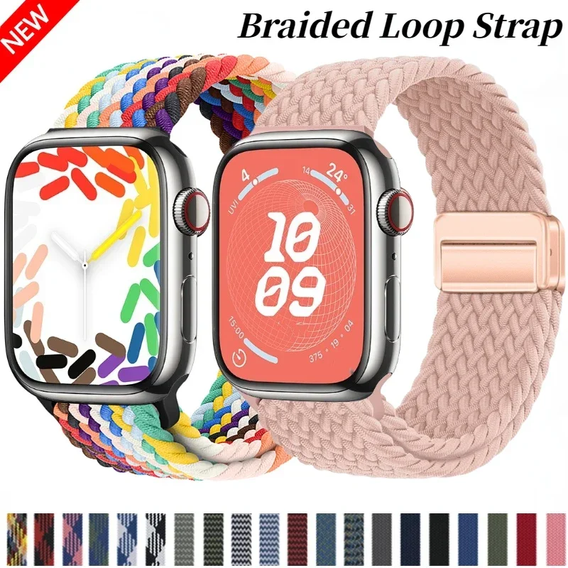 Geflochtenes Schlaufenarmband für Apple Watch Band 49 mm 46 mm 45 mm 41 mm 44 mm 40 mm Magnetisches Nylonarmband iWatch 10 9 8 7 6 5 4 Ultra2 Gürtel