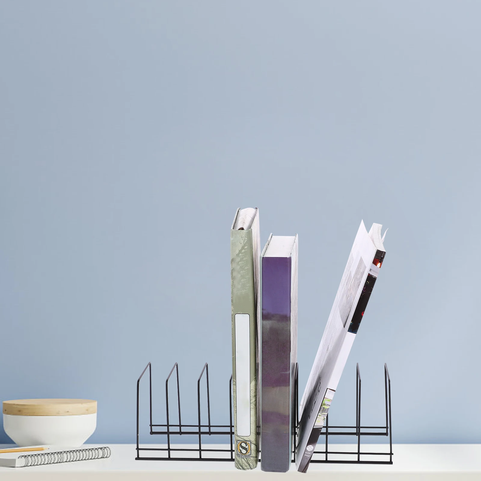 

Magazine Holder File Classifier Book Stand Organizer Storage Shelves Iron Desktop Bookend Rack Shelf for Books Metal File
