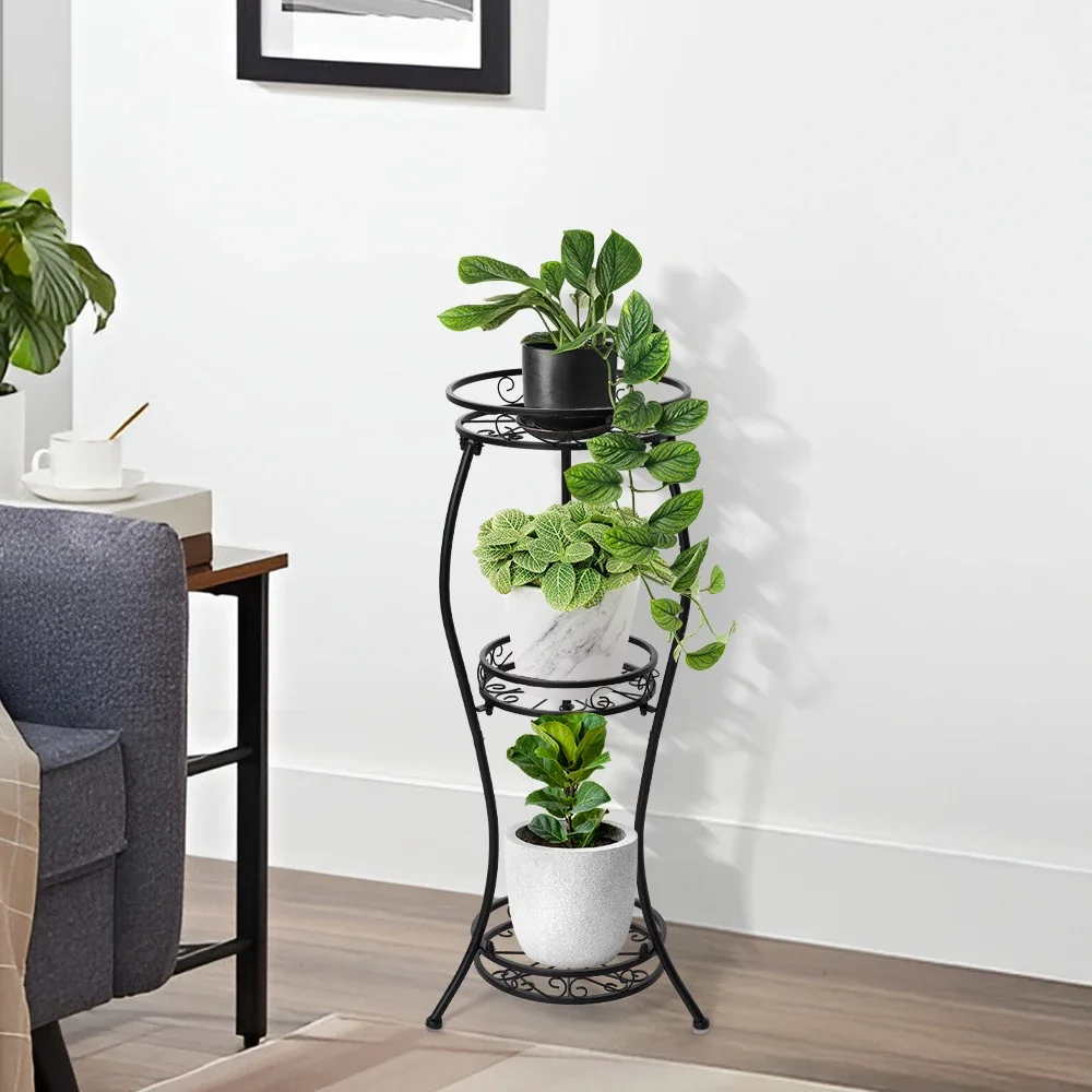 3-Tier Black Iron Plant Stand