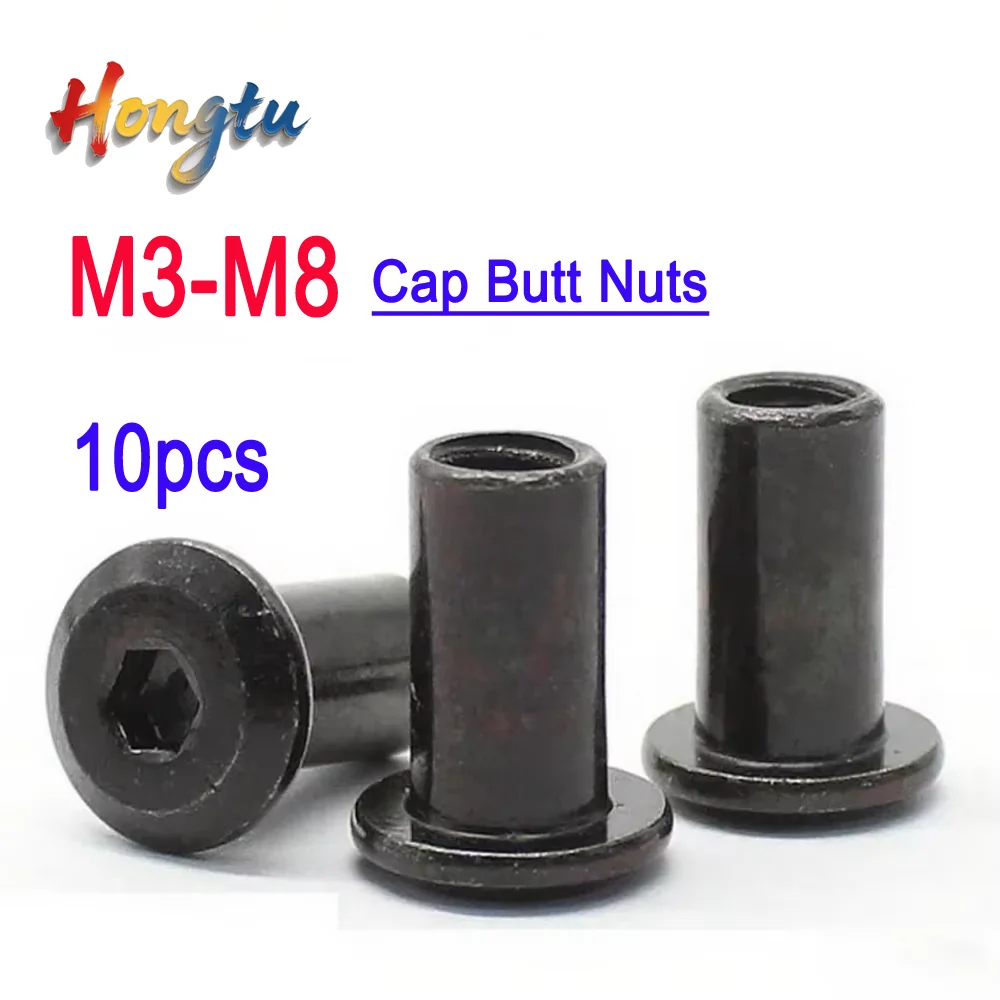 

10pcs/lot M3-M8 Black Zinc-Plated Large Flat Hex Socket Rivet Connectors (Insert Joints, Sleeves, Cap Butt Nuts).
